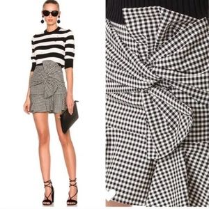 Veronica Beard Black & White Gingham Plaid  Bow Mini Skirt Pleated